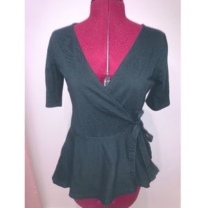 LOFT Hunter Green Wrap Shirt